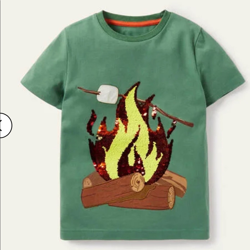 NWT Mini Boden Sequin Campfire T-Shirt